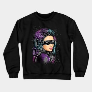 Beautiful cosmos girl on a black background. Crewneck Sweatshirt